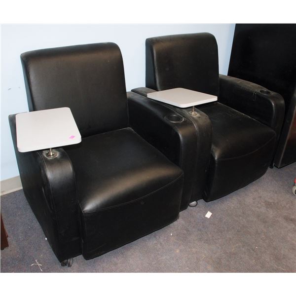 TWO IMITATION LEATHER CHAIRS, BOTH NEED A CLEANING