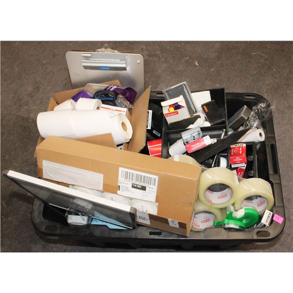 LARGE TOTE OF OFFICE SUPPLIES