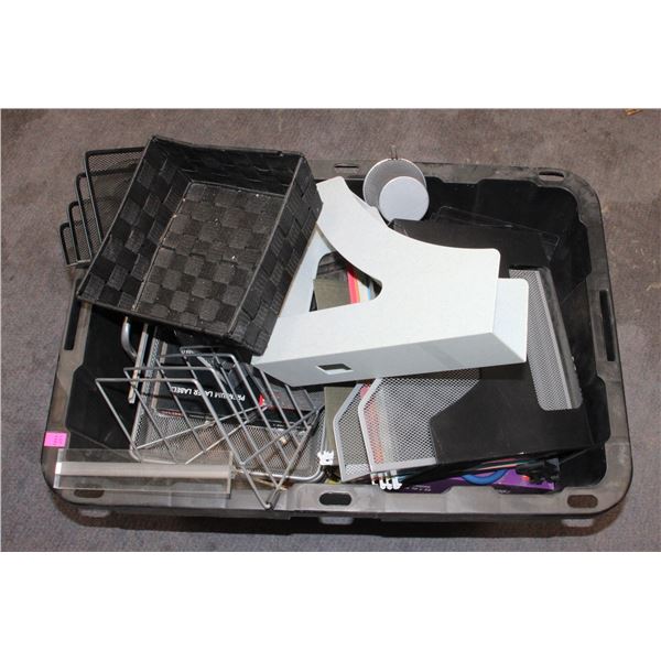 LARGE TOTE OF OFFICE SUPPLIES