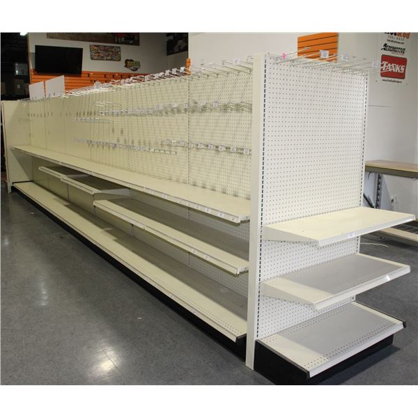 24' RETAIL DISPLAY SHELVING. PEGBOARD BACK