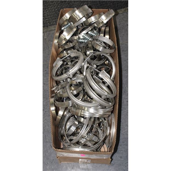 LARGE LOT OF HOSE CLAMPS AND EXHAUST CLAMPS