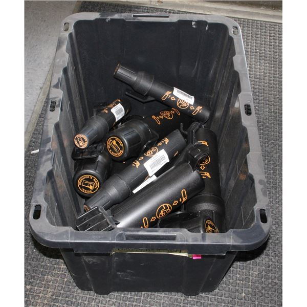 TOTE OF ASSORTED SIZE ROUND TUBE DOCUMENT HOLDERS