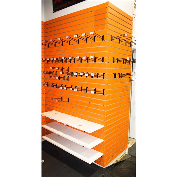 SECTION OF PAINTED ORANGE GROOVE PEG BOARD