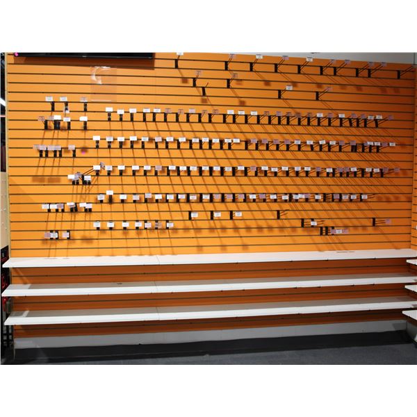 SECTION OF PAINTED ORANGE GROOVE PEG BOARD