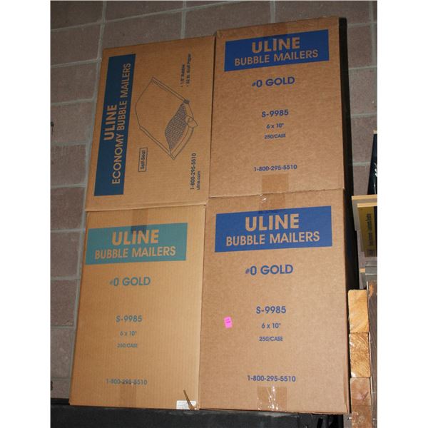 4 CASES OF ASSORTED ULINE BUBBLE MAILERS