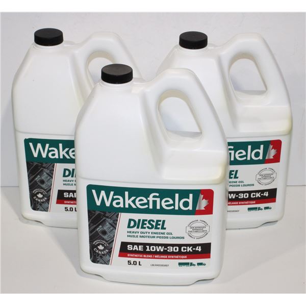 THREE 5L JUGS WAKEFIELD DIESEL ENGINE OIL