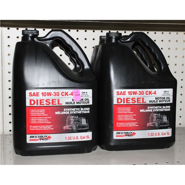 FOUR 5L JUGS OF SAE 10W-30 DIESEL MOTOR OIL