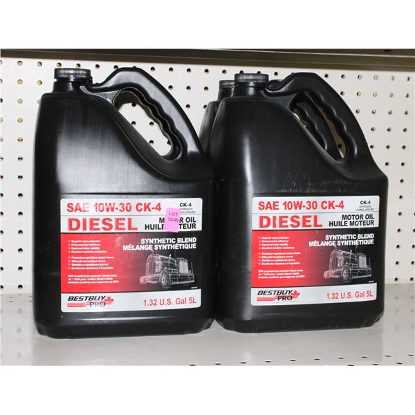 FOUR 5L JUGS OF SAE 10W-30 DIESEL MOTOR OIL