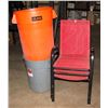 Image 1 : THREE PATIO CHAIRS AND GARBAGE CANS (NO LIDS)