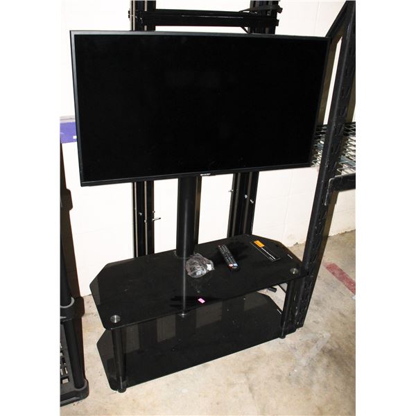 SHARP 40" LED LCD TV ON TV STAND WITH REMOTE