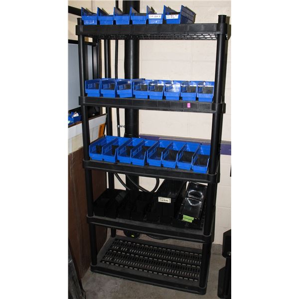 PLASTIC RACKING WITH PARTS ORGANIZER BINS