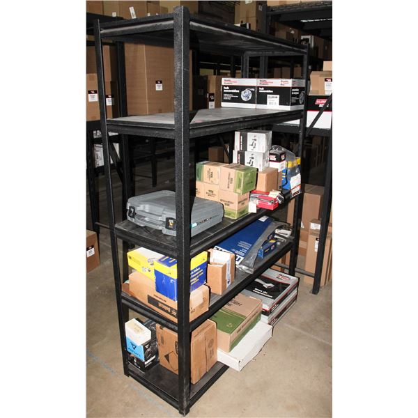 METAL RACKING WITH ADJUSTABLE WOOD SHELVES