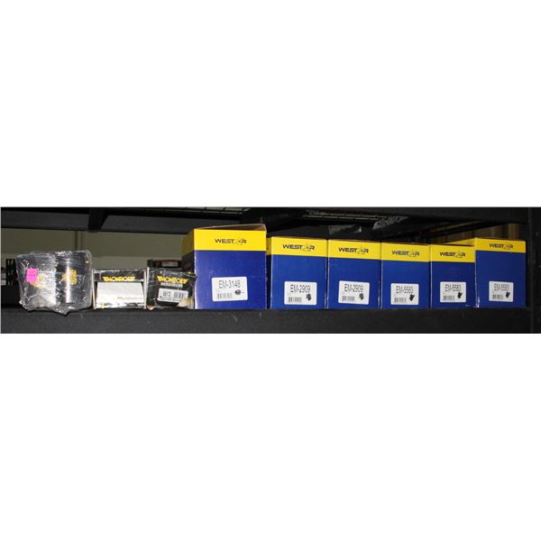 SHELF OF MISCELLANEOUS AUTOMOTIVE PARTS