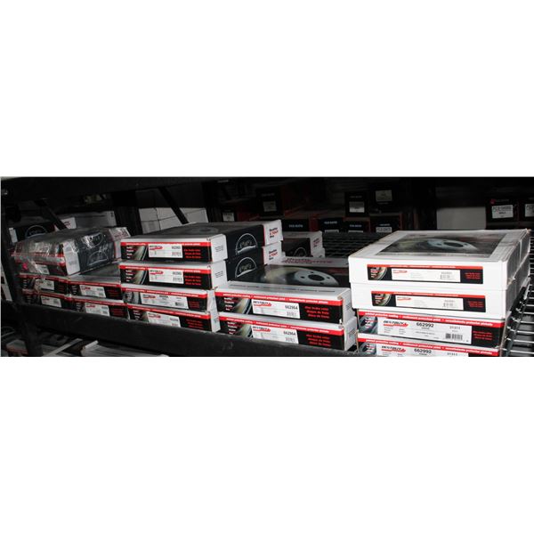 SHELF OF ASSORTED BRAKE ROTORS
