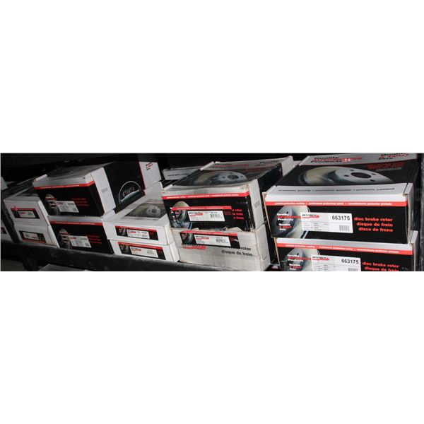 SHELF OF ASSORTED BRAKE ROTORS
