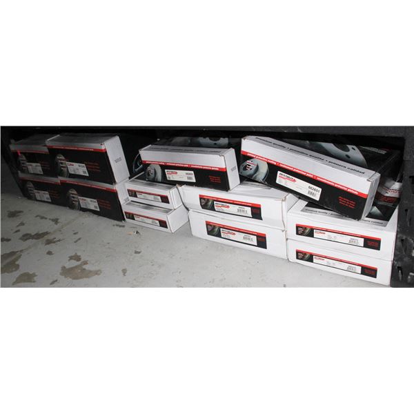SHELF OF ASSORTED BRAKE ROTORS