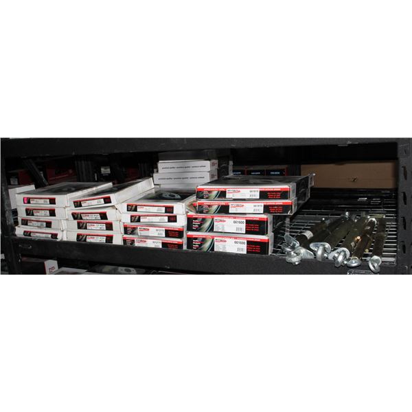 SHELF OF ASSORTED BRAKE ROTORS AND MORE