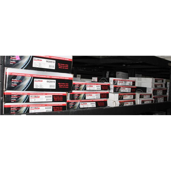 SHELF OF ASSORTED BRAKE ROTORS