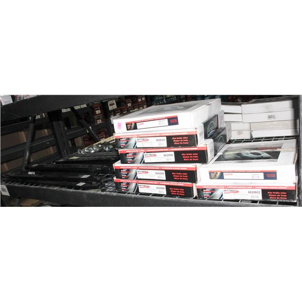 SHELF OF ASSORTED BRAKE ROTORS AND MORE