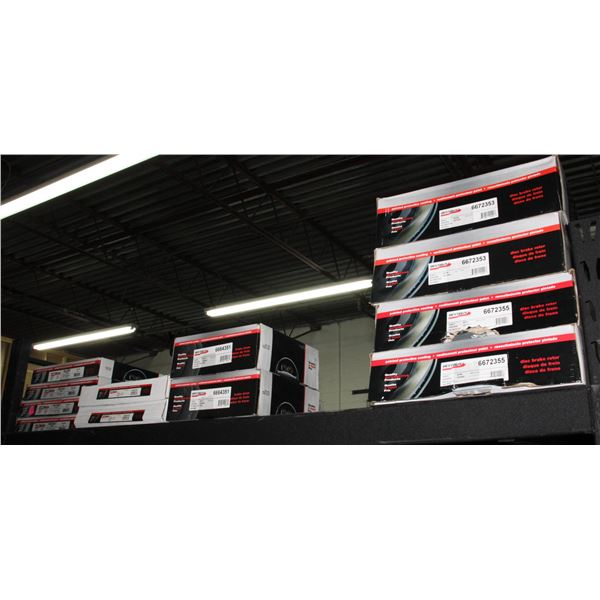SHELF OF ASSORTED BRAKE ROTORS