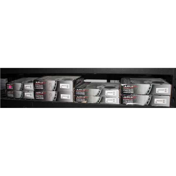 SHELF OF ASSORTED BRAKE ROTORS
