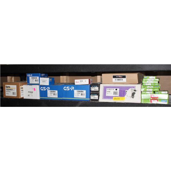 SHELF OF ASSORTED AUTOMOTIVE PARTS INCLUDING