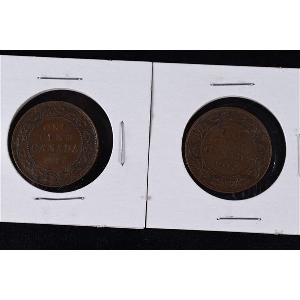2 Canada Penny 1917 x 2