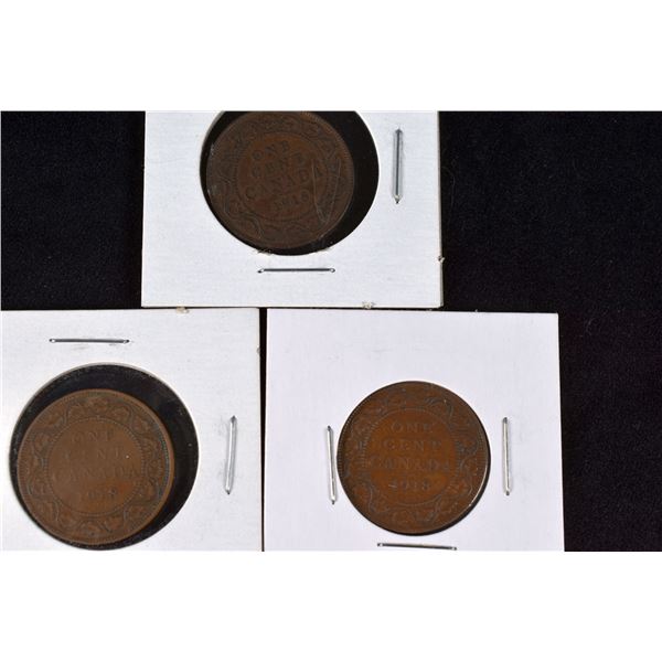 3 Canada Penny 1918 x 3