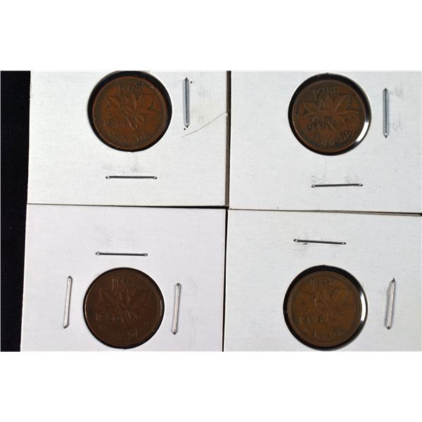 4 Canada Pennies 1944, 1945 1946 & 1950
