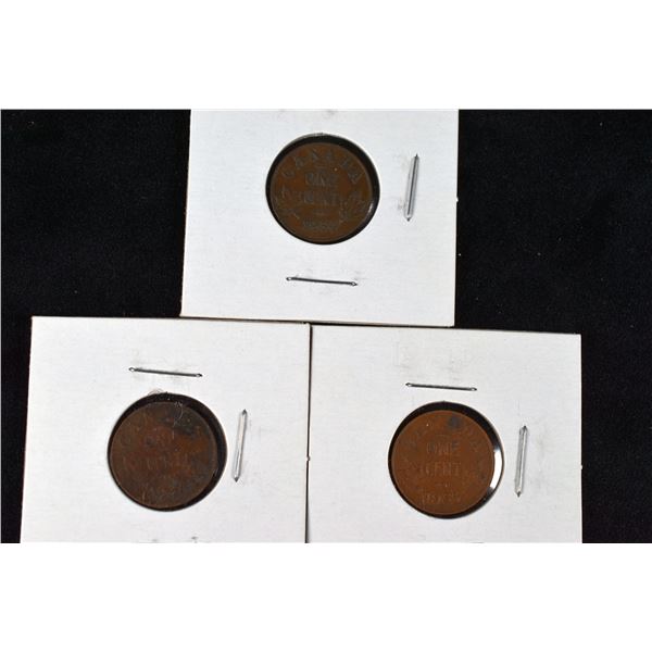 3 Canada Pennies 1934, 1935 & 1936