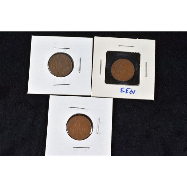 3 Canada Pennies 1929, 1933 & 1934