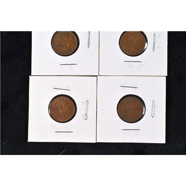4 Canada Pennies 1945, 1950, 1951 & 1952
