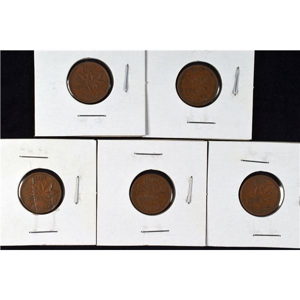 5 Canada Pennies 1956 x 5