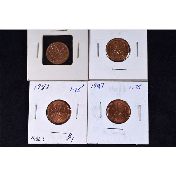 4 Canada Pennies 1968, 1976, 1987 x 2
