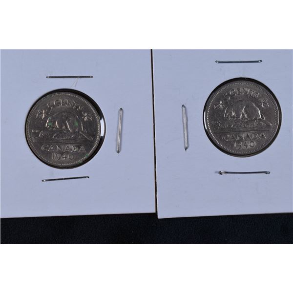 2 Canada Nickels 1940 x 2