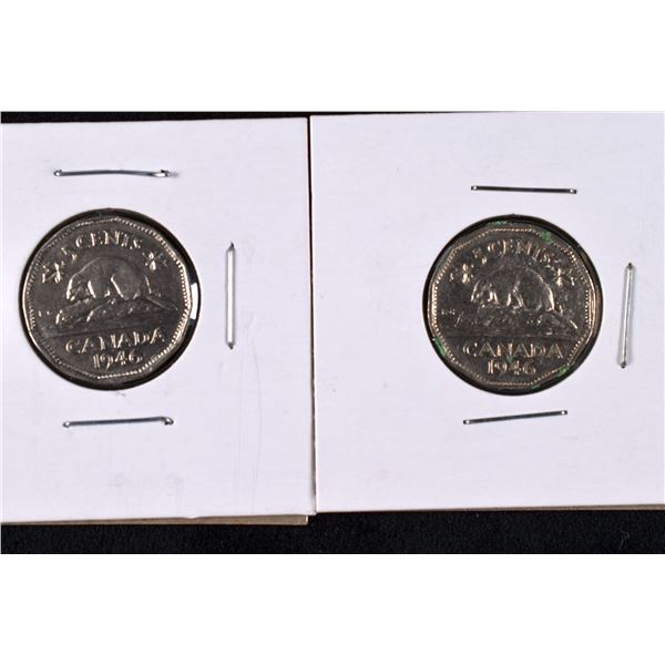 2 Canada Nickels 1946 x 2