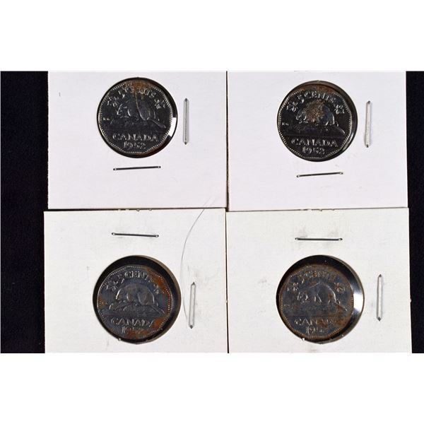 4 Canada Nickels 1952 x 4