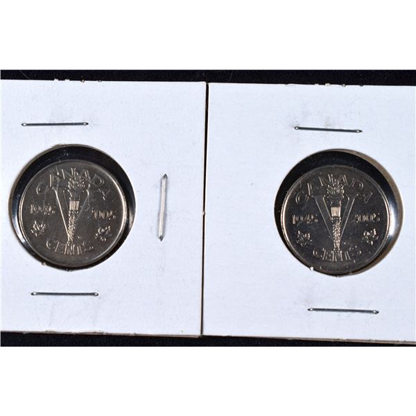 2 Canada Nickels 1945 - 2005 x 2