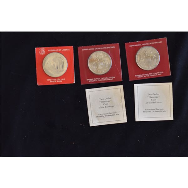 3 Coins 2xBahamas 1xLiberia