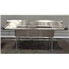 Image 1 : 90" x 24" Three Tub Two Drain Boards Sink, Omcan 22117| R9FL