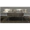 Image 2 : 90" x 24" Three Tub Two Drain Boards Sink, Omcan 22117| R9FL