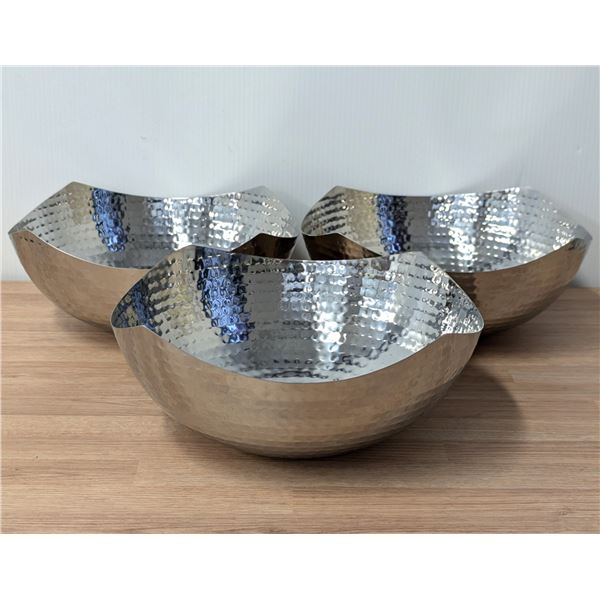 126oz Hammered Stainless Steel Serving Bowl, AM SBH7 - Lot of 3| L6CR5