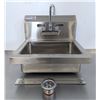 Image 1 : Wall Mount Hand Sink with 4" Faucet, Drain Basket, Omcan 44585| MR1-3
