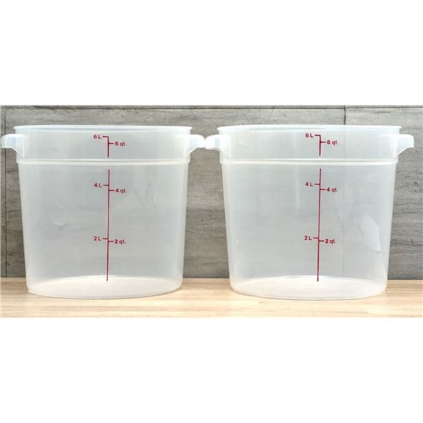 Cambro 6qt Translucent Round Polypropylene Food Storage Containers - Lot of 2| L6CR5