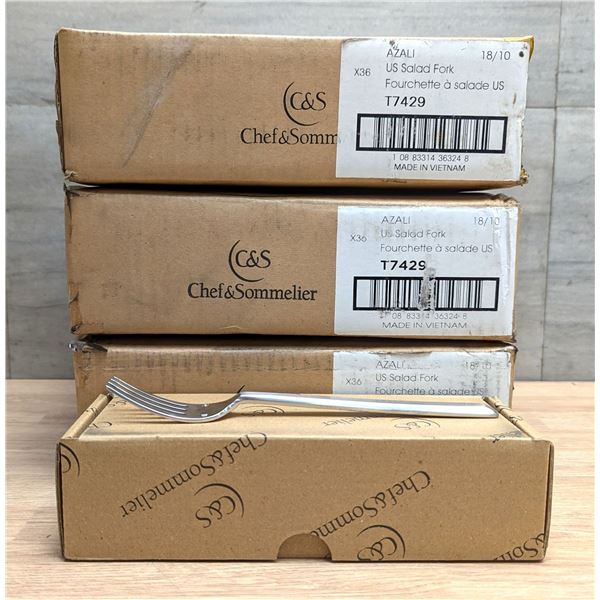 Azali Salad Forks, Chef & Sommelier T7429 - Lot of 108 (3 Boxes)| L10-1