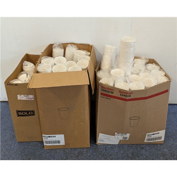 12 & 16oz Paper Cups & Reclosable Lids - Lot of Approx. 2450pcs| AE9/R2-1
