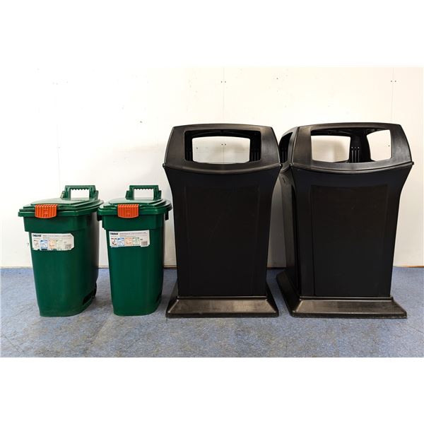 45 Gallon Trash & 12 Gallon Green Compost Bins - Lot of 4pcs| R1FL