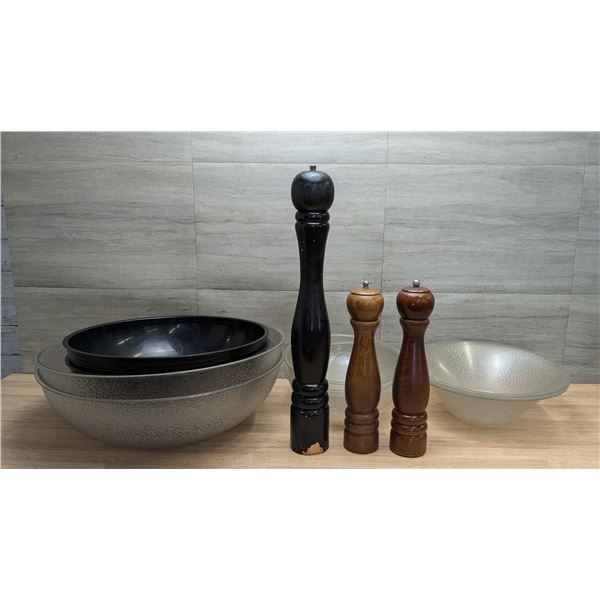 Wooden Pepper Grinders & Plastic Bowls - Lot of 10pcs| CM20/EC6