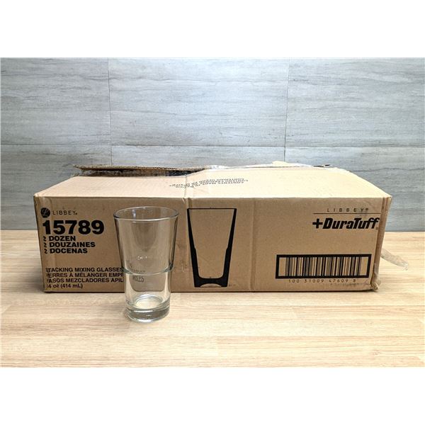 Libbey + DuraTuff 14oz Stacking Mixing Glasses, 15789 - Lot of 24 ( 1 Case )| EC4-1
