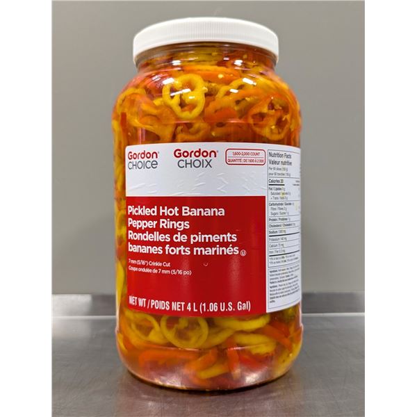 Gordon Choice Pickled Hot Banana Pepper Rings 4L| L3-3